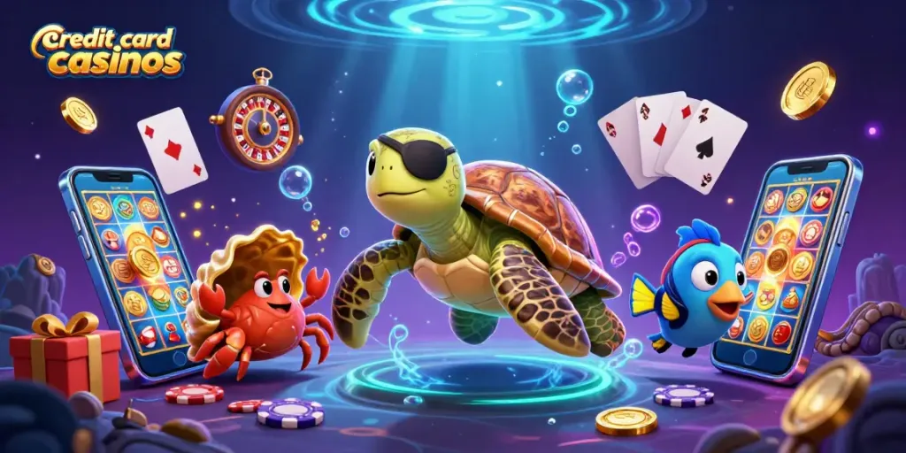 Experience the excitement of credit card casinos with colorful 3D characters and dynamic gaming elements.