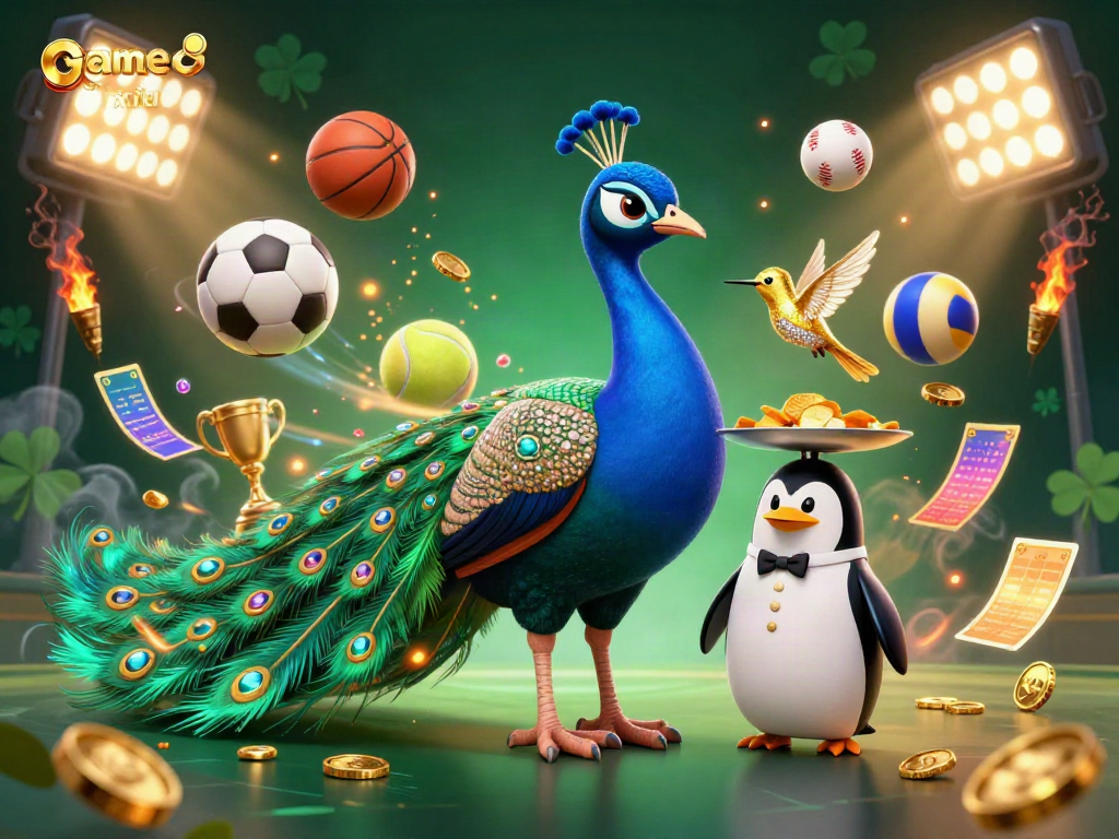 Experience the thrill of game tài xỉu with colorful characters and dynamic sports elements in an engaging casino scene.