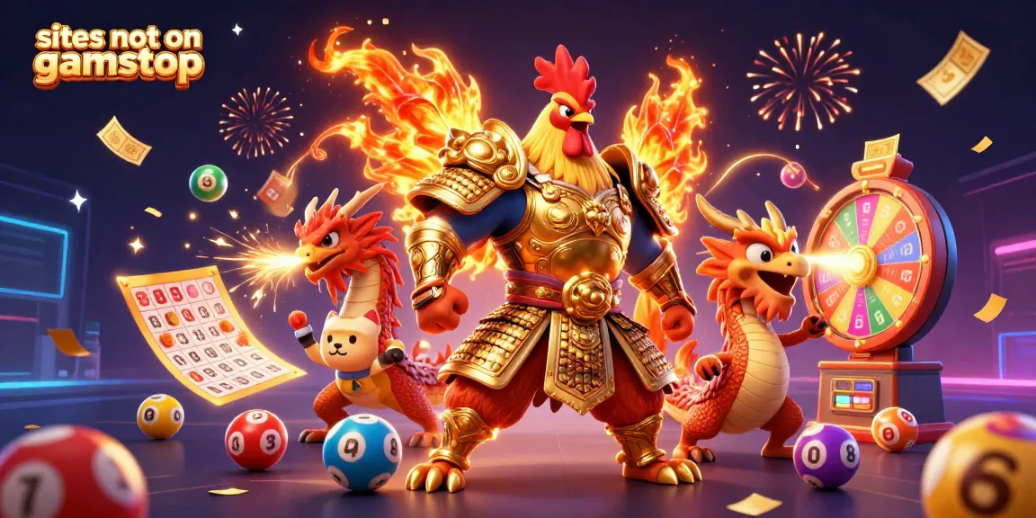 Battle-ready rooster warrior with a dragon hatchling at dynamic non-GamStop casino.