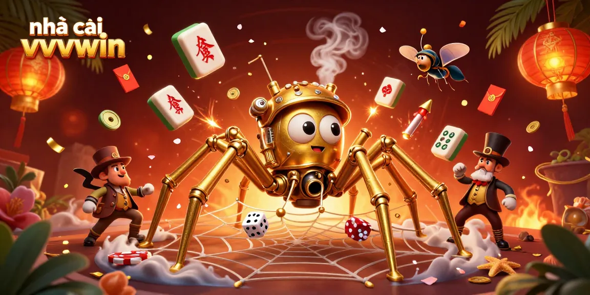 Experience thrilling gaming action with nhà cái vvvwin's logo, vibrant steampunk elements, and mesmerizing visuals.