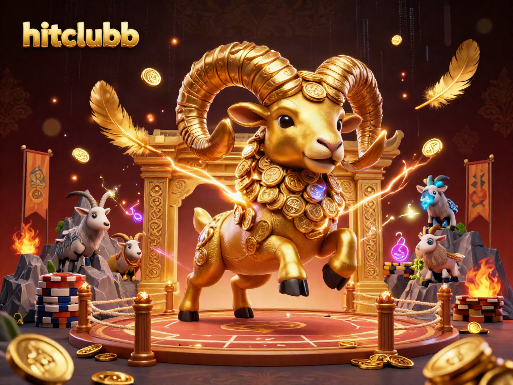 hitclubb engaging players in a vibrant, gold-themed 3D casino illustration showcasing exciting game elements.