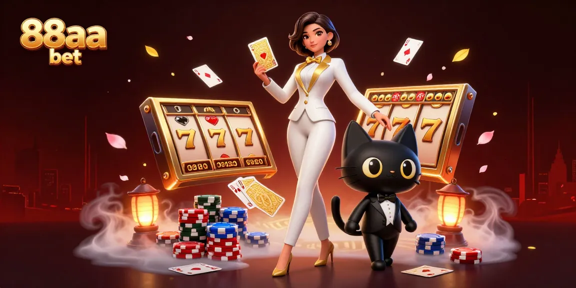 Experience the excitement of 88aa bet with dynamic slot elements and a glamorous dealer in a vibrant 3D scene