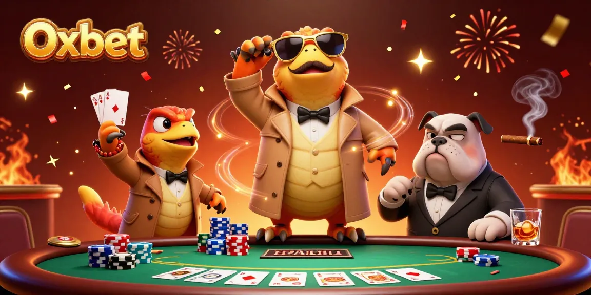 Raptors amusingly disguised as humans engage with a VIP casino lounge, highlighting Oxbet's vibrant casino scene.