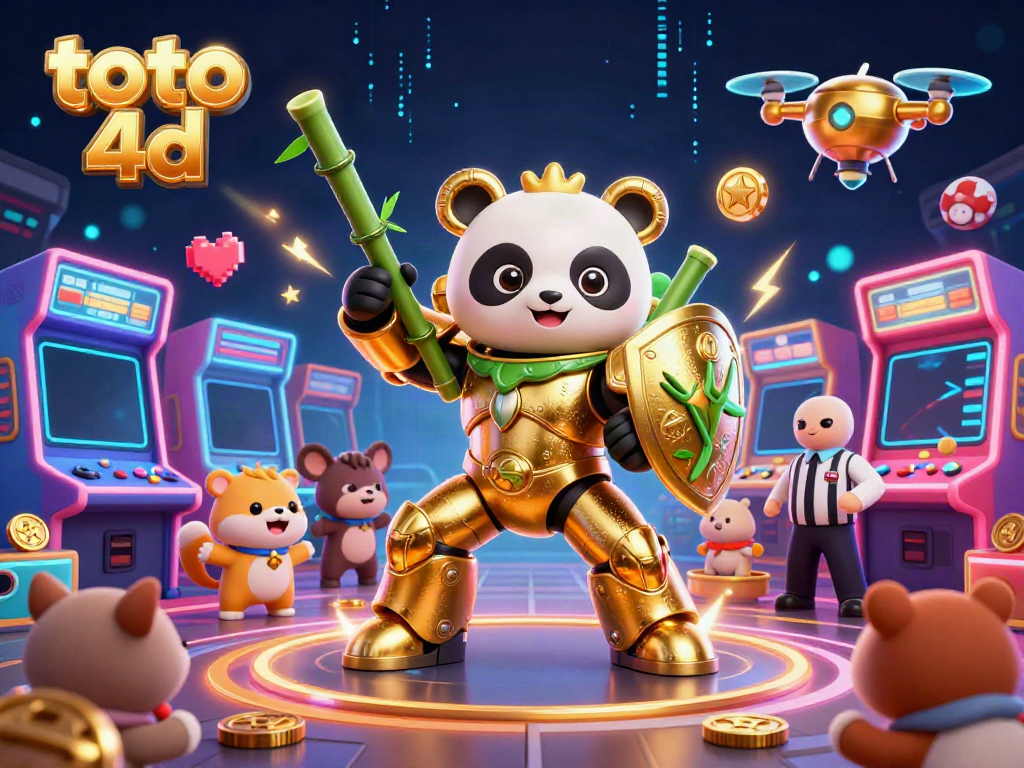 Tampilkan hasil togel toto 4d dengan ilustrasi 3D kartun menarik dan elemen permainan yang dinamis
