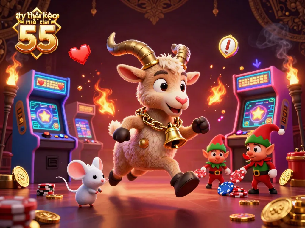 Engage with tỷ lệ kèo nhà cái 55 in a vibrant casino scene, featuring lively characters and rich gaming elements.