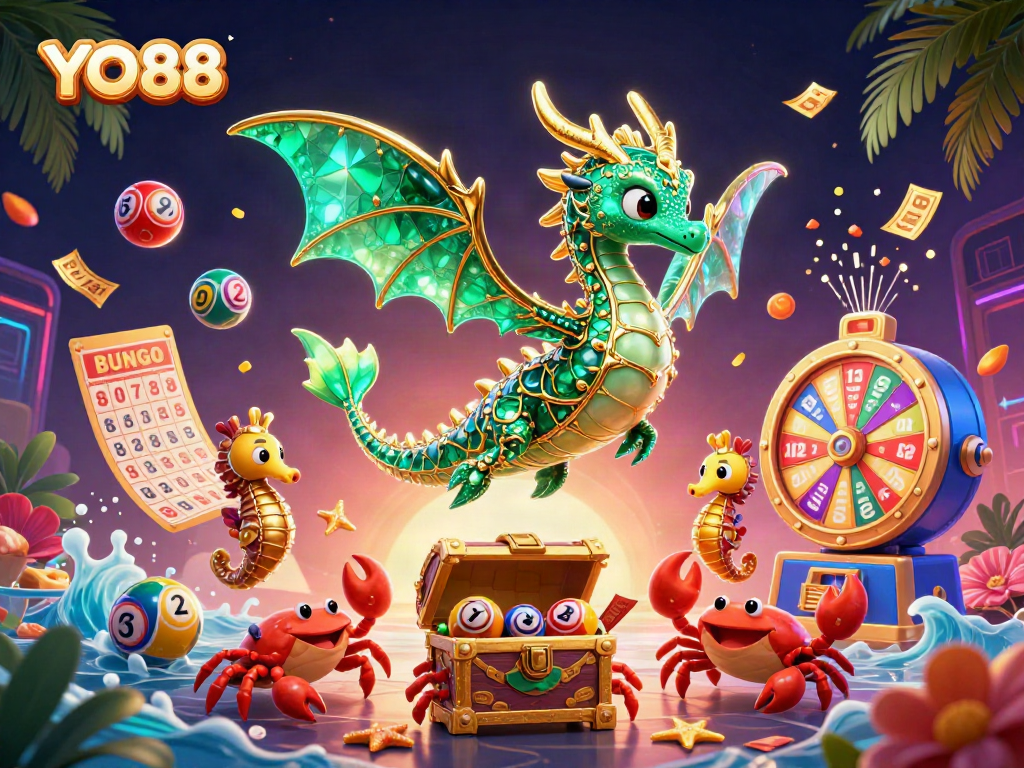 Experience exciting gameplay at YO88, featuring a sea dragon and vibrant lottery elements!