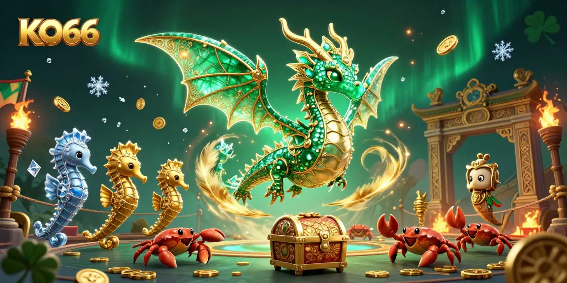 Engage in thrilling gameplay with KO66's majestic sea dragon and dynamic treasure scene.
