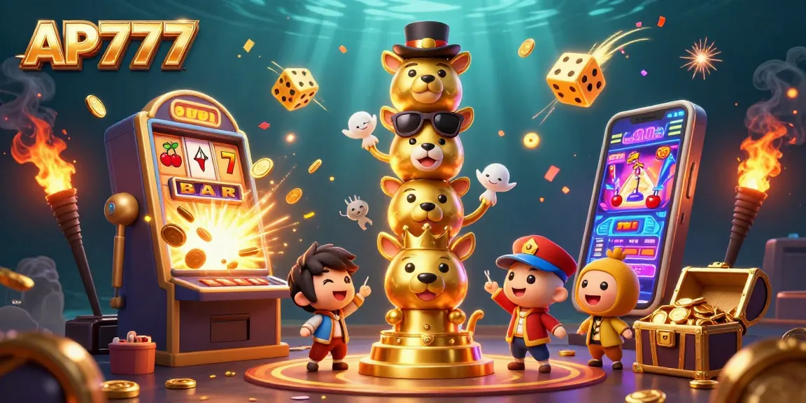 Experience thrilling jackpots at AP777's vibrant casino scene filled with dynamic gaming elements.