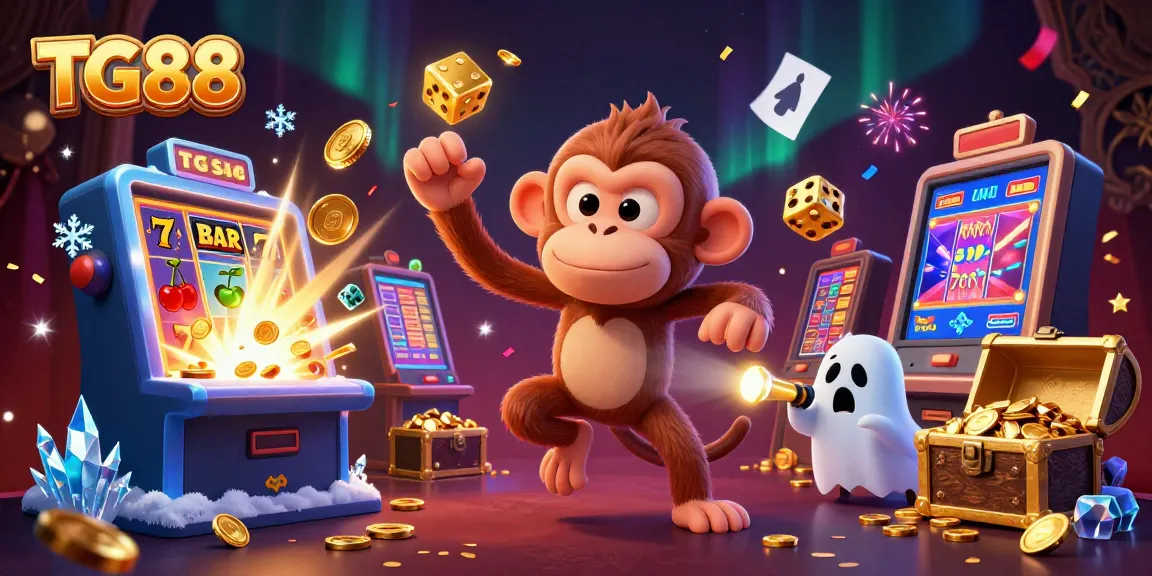 Experience the thrilling adventure at TG88 casino with an interactive 3D illustration featuring poltergeist monkey and ghost-hunter puppy.