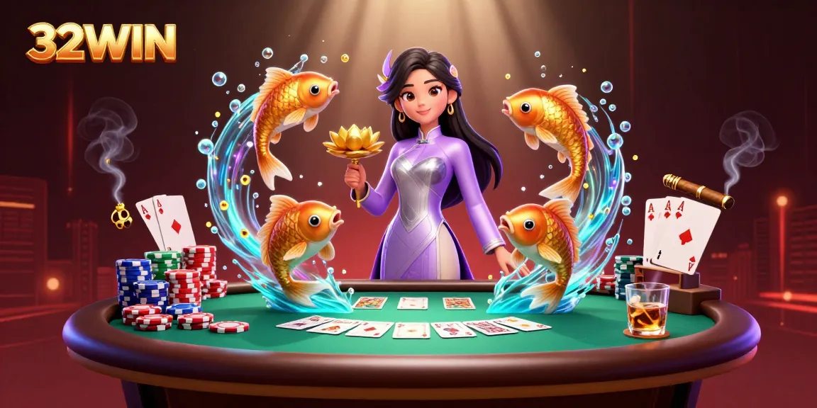 Engage in thrilling gameplay at 32WIN, featuring vibrant casino elements and a dynamic atmosphere.