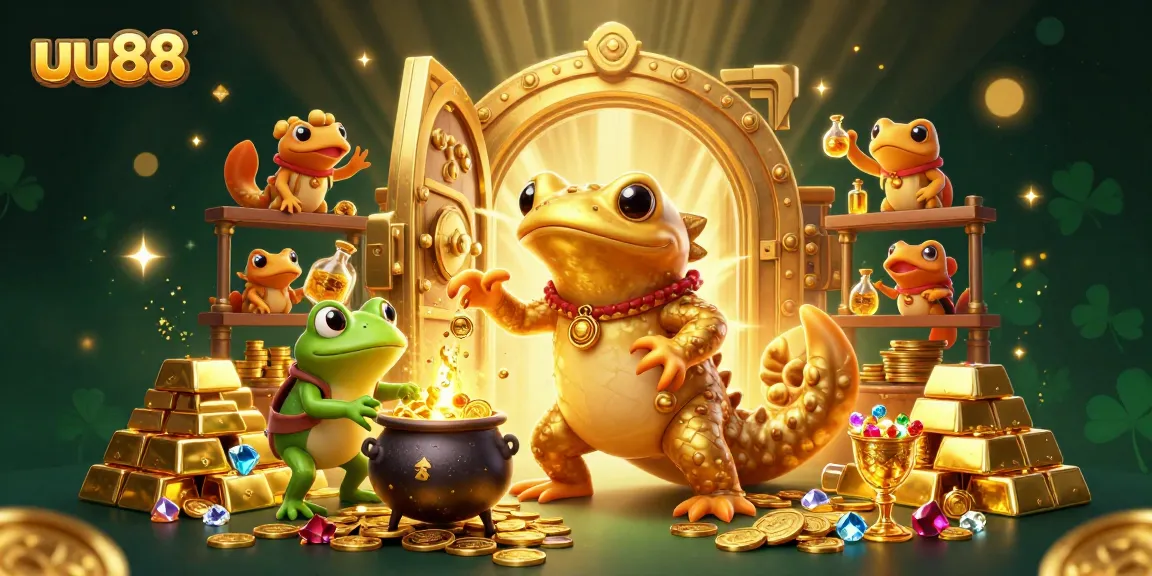 Spin and win with uu88 at our vibrant online casino featuring golden treasures and magical elements.