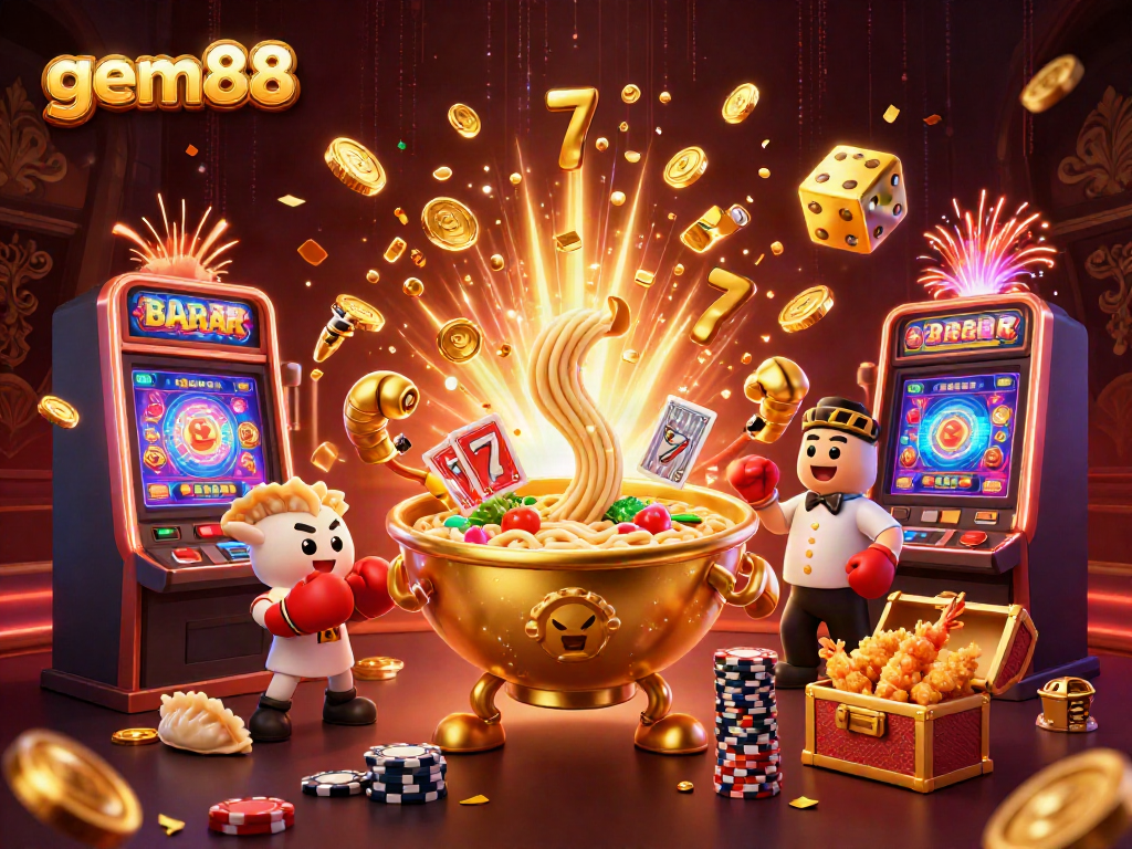 Experience gem88's dynamic gaming world with colorful characters and exciting casino elements.