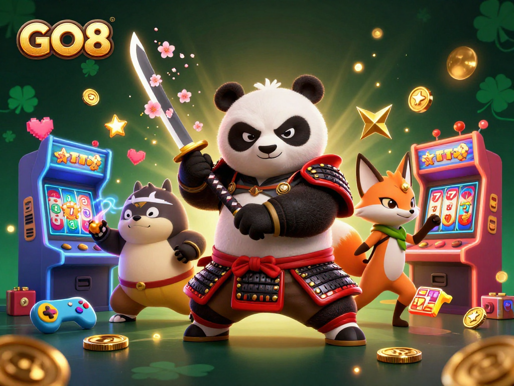 Engage in thrilling gaming action with GO8's dynamic characters amidst exciting casino elements.