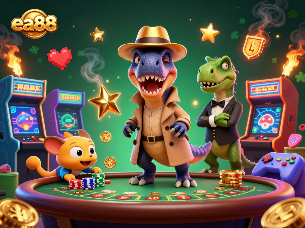 Experience thrilling gameplay at ea88 with our 3D illustration of a card counter and pit boss in action.