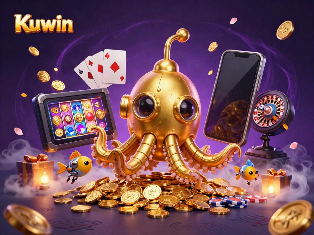 Experience thrilling gameplay at Kuwin with dynamic casino elements and a golden kraken submarine.
