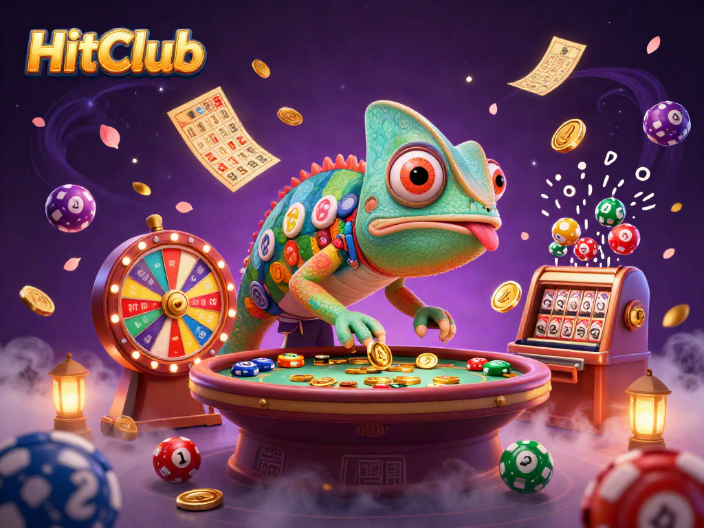 Engage with HitClub's vibrant casino experience featuring dynamic elements and colorful gaming icons.