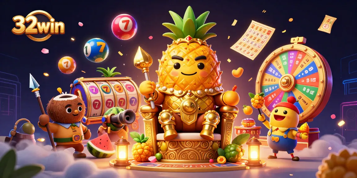 Experience the excitement of winning at 32win with this dynamic 3D casino illustration.