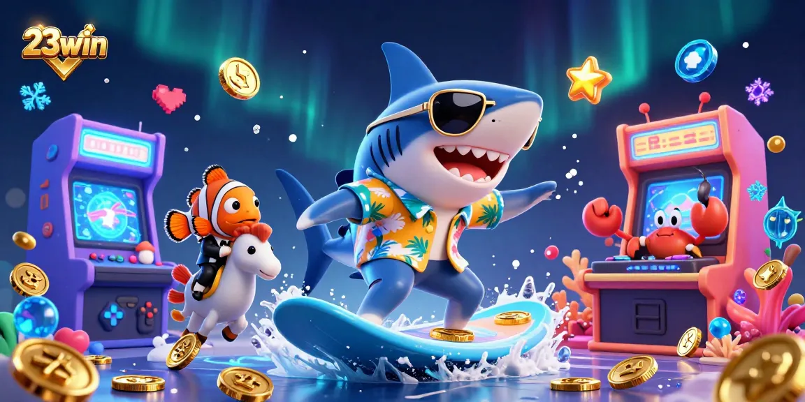 Experience engaging wins with 23win in this vibrant casino-themed 3D adventure