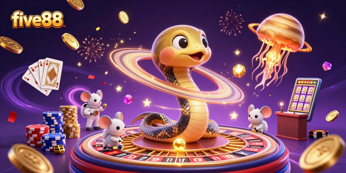Bet on five88's thrilling games with a vibrant cosmic scene of a space casino