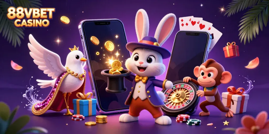 Engage with the interactive fun of 88VBET CASINO as magic unfolds in a vibrant 3D scene.