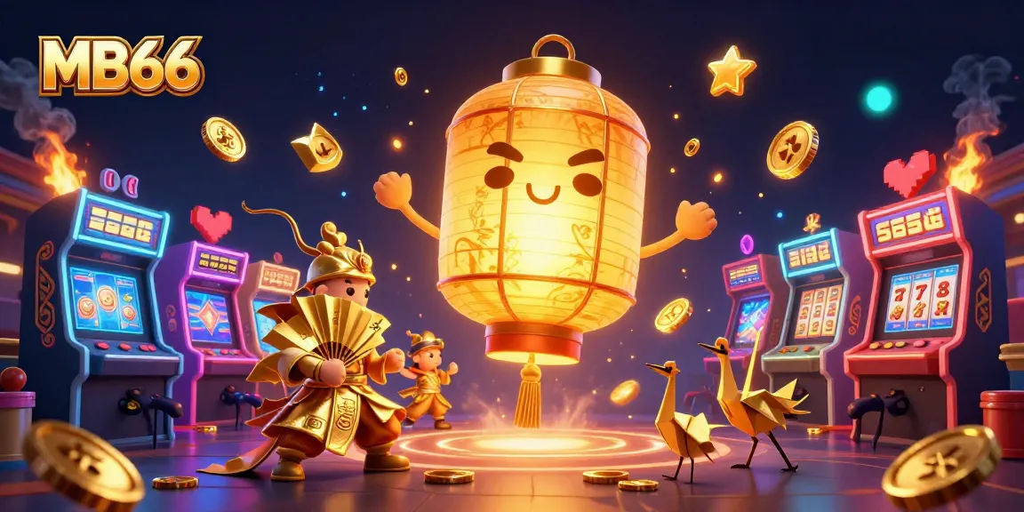 Play exciting games at MB66 casino with immersive golden elements and vibrant arcade machines.