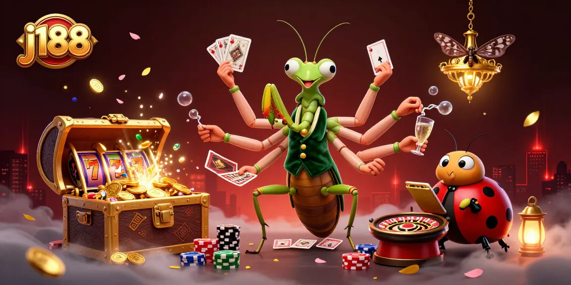 Experience the excitement at j188 with a casino-themed 3D illustration showcasing thrilling gaming elements.
