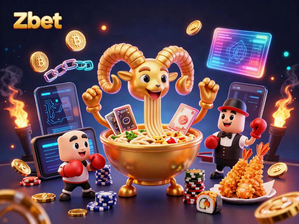 Engage in thrilling gameplay at Zbet's vibrant casino illustrated with dynamic characters and glowing coins.