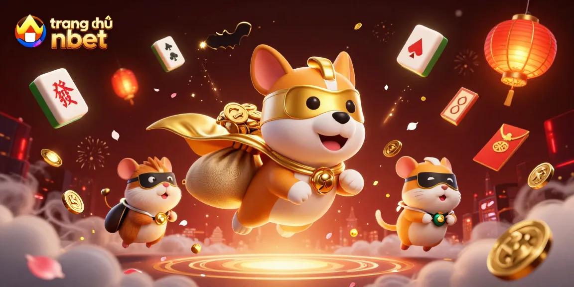 Experience the thrill of trang chủ nbet with our captivating superhero dog illustration, featuring gold coins and festive elements.