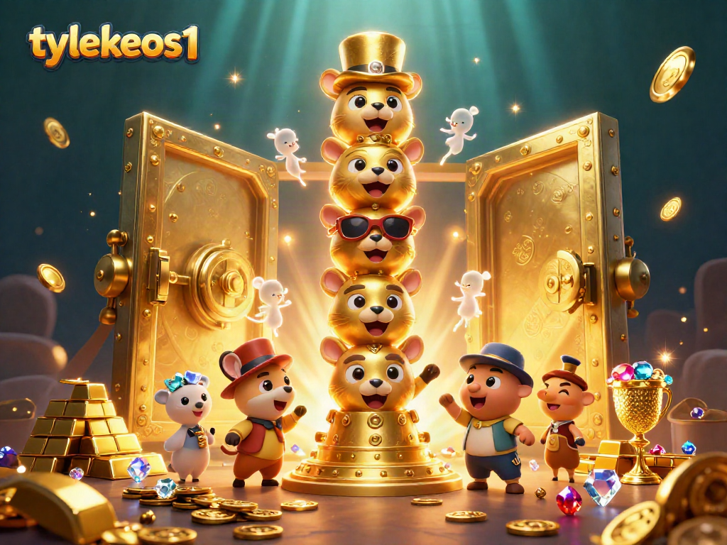 Engage with tylekeos1’s vibrant casino scene, highlighting a golden totem pole amidst treasures.