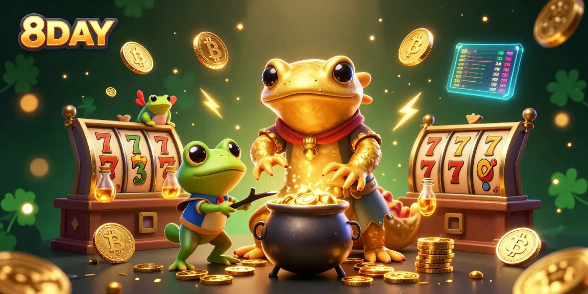 8DAY showcases an engaging dynamic alchemical scene filled with gold coins and slot elements.