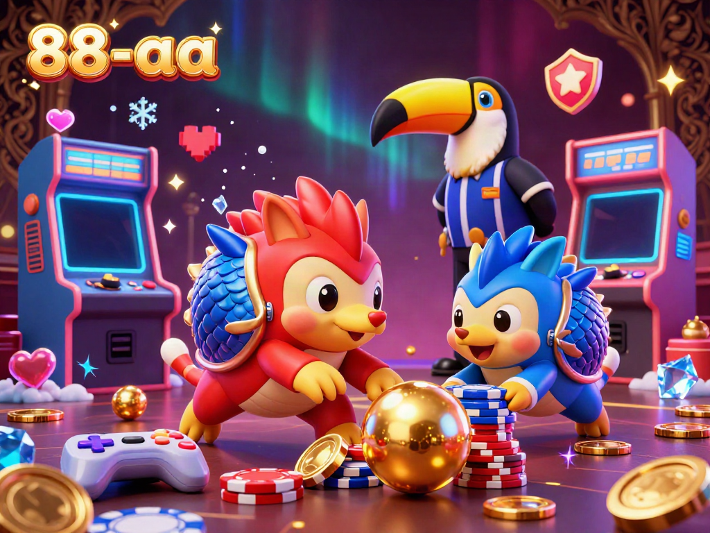 Experience the thrilling rivalry of 88-aa in a vibrant casino scene with animated pangolins.