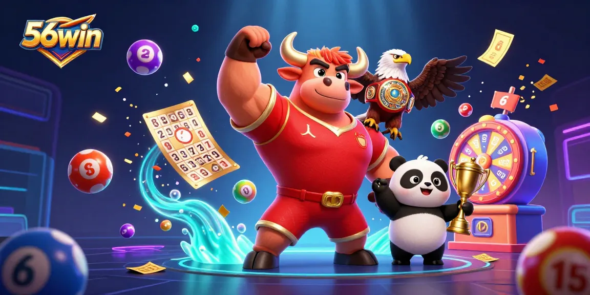Experience thrilling gaming action at 56win with vibrant characters and engaging elements in a casino-themed scene.