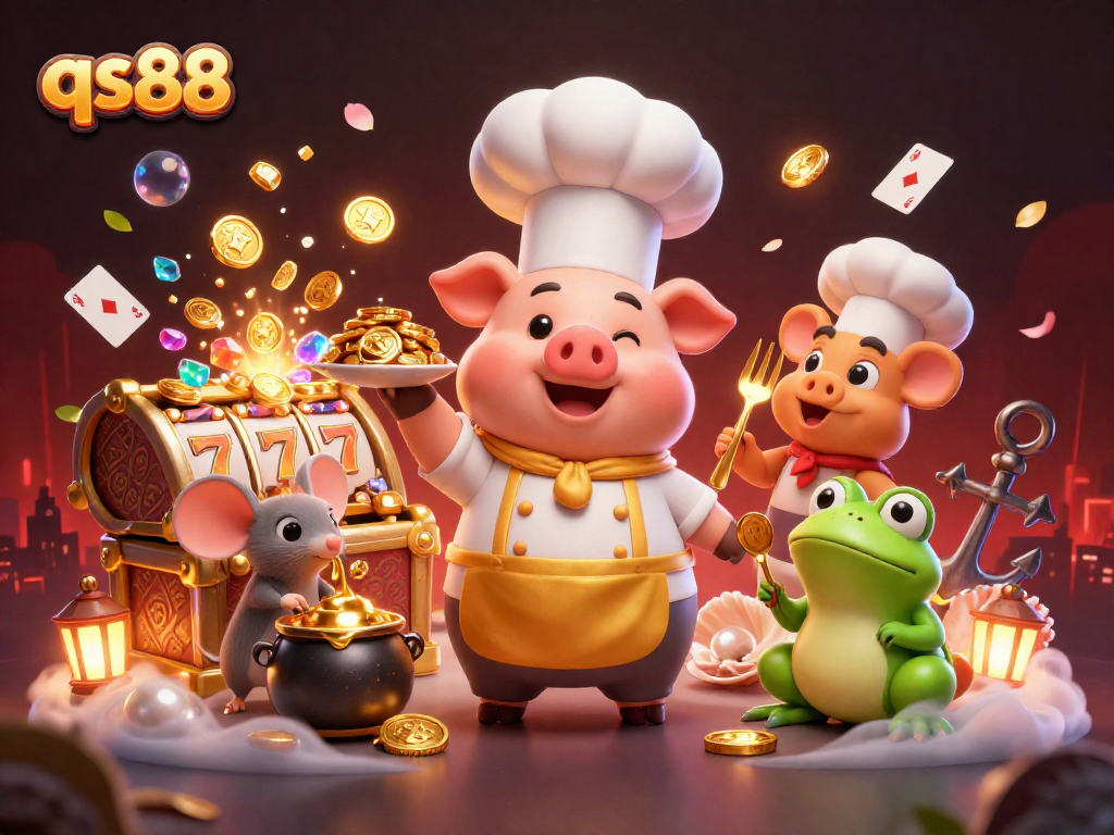 Experience excitement with qs88 as the chef pig serves riches along with slot reels bursting with treasures.