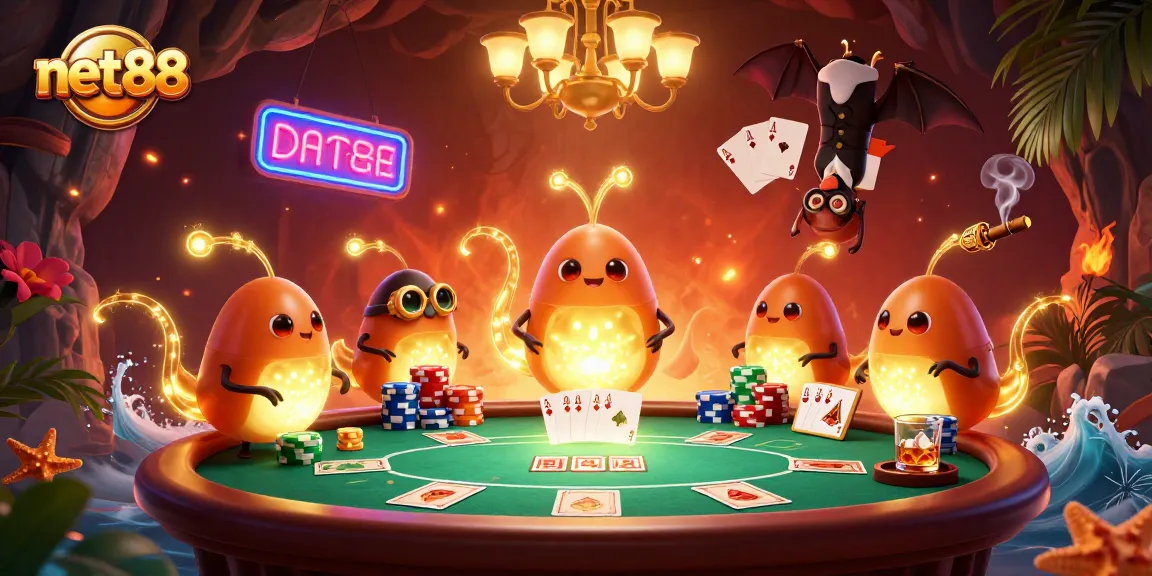 Bet big and win big with net88 in a vibrant cave casino alive with glowworms.