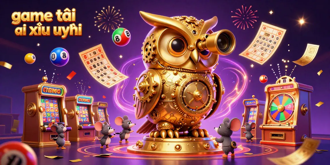 Engage in game tài xỉu uy tín surrounded by dynamic casino elements and playful characters.