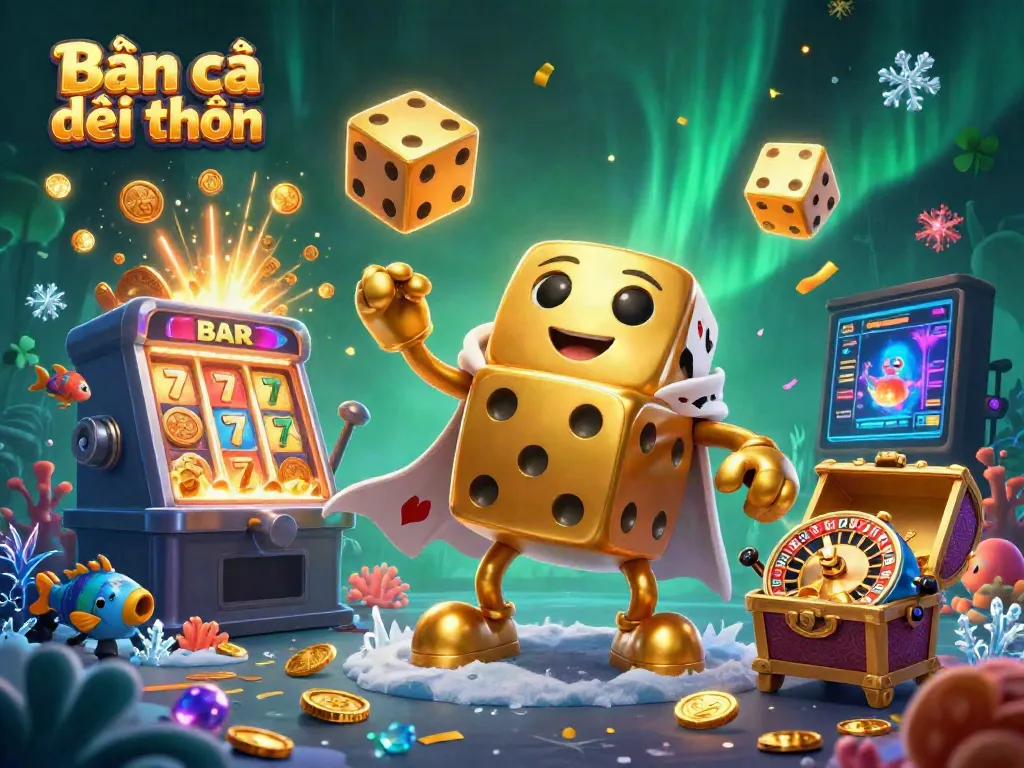 Engage in Bắn cá đổi thưởng with vibrant underwater characters, exploding jackpots, and lively casino elements.