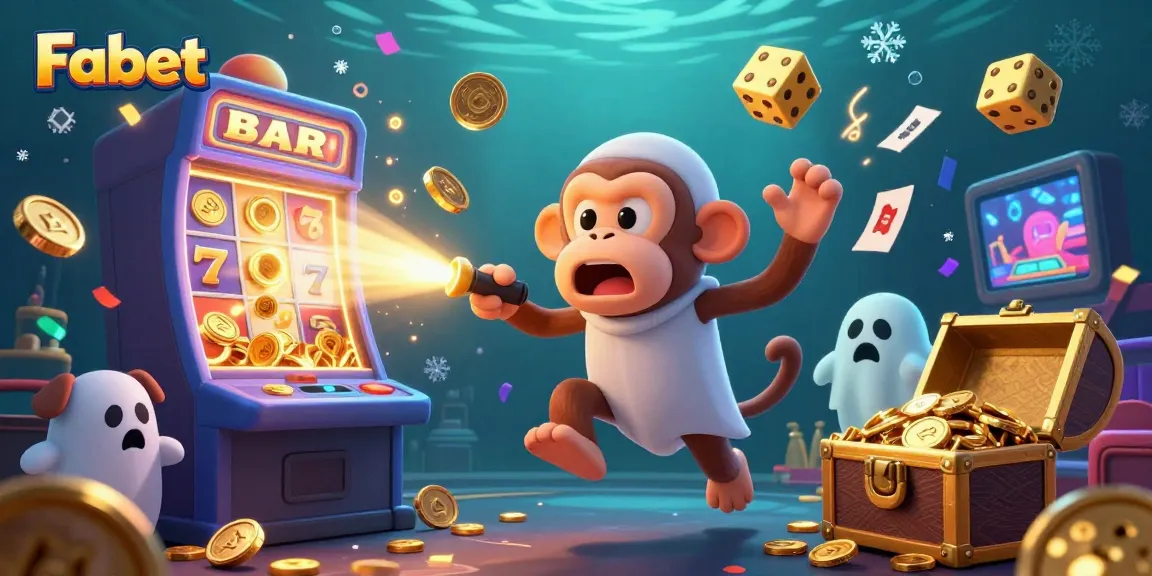 Fabet catches the excitement of a joyful casino scene with a ghost-hunting puppy and a mischievous poltergeist monkey.
