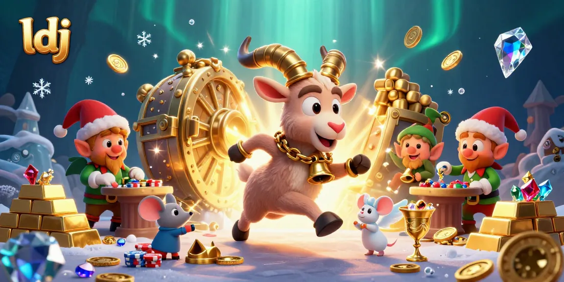 Experience excitement at ldj's vibrant casino with a festive Krampus and playful elves stealing chips.