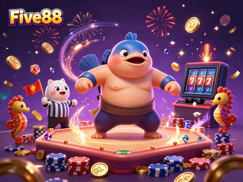 Experience the excitement of Five88 online gaming with dynamic 3D characters and rich casino elements.