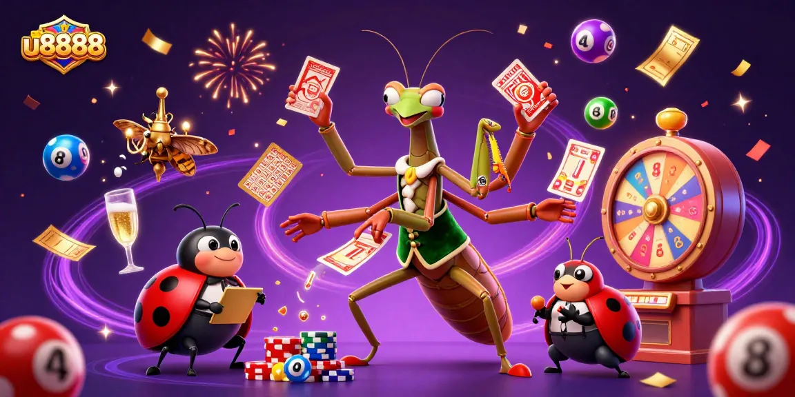 Experience the thrill of u8888 as vibrant lottery elements burst with excitement in a dynamic casino scene.
