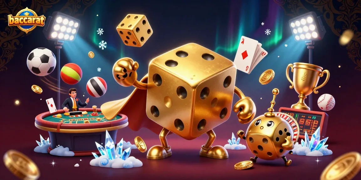 Baccarat game features come alive with a golden dice golem and casino excitement.