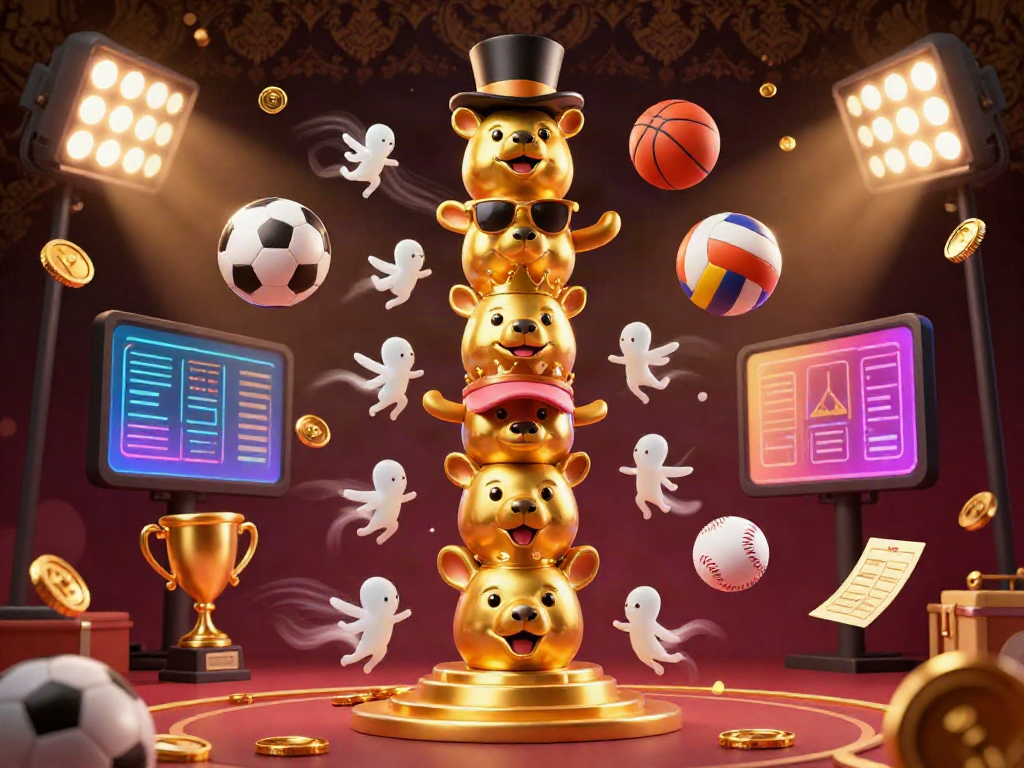 Engage with the vibrant energy of Sunwin through this dynamic 3D illustration featuring a totem pole alive with casino charm.