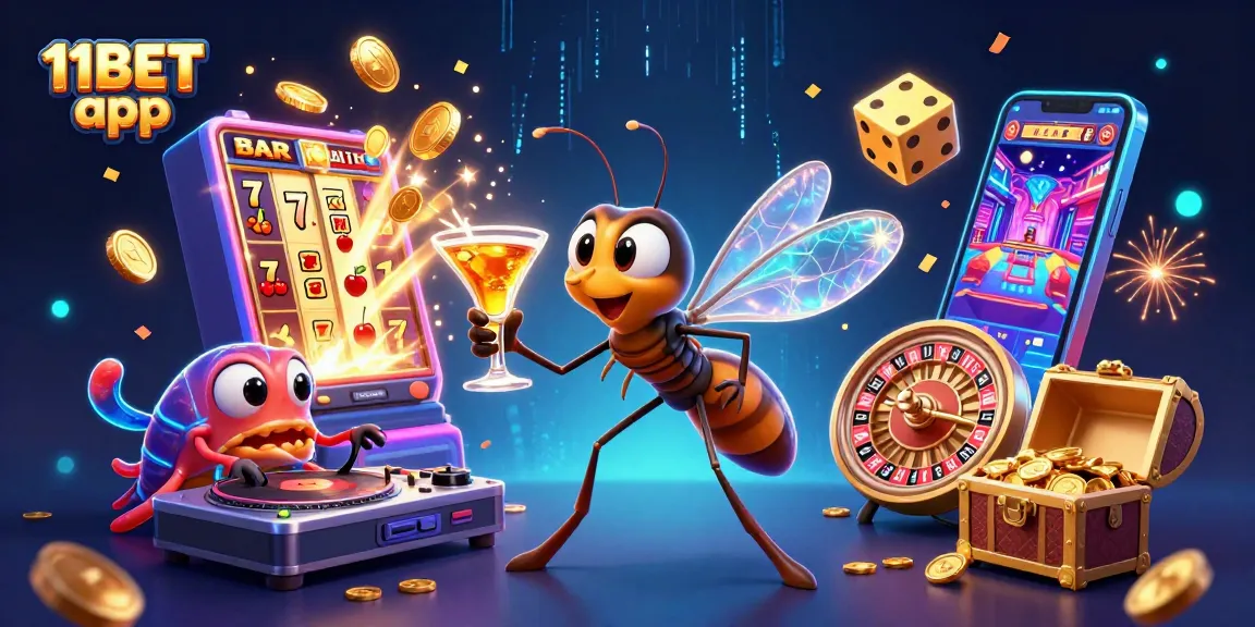 Engaging scene showcasing 11BET app mascot and elements for an exciting casino experience.