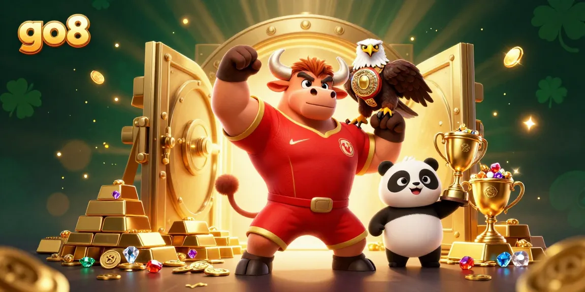 Experience the thrill of go8 with winning characters in a vibrant casino scene.