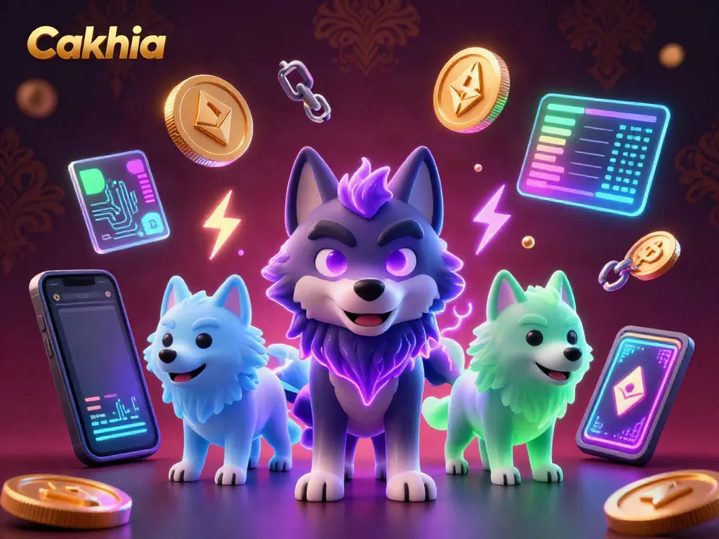 Cakhia showcases a vibrant dynamic scene with a shadow wolf and cryptocurrency elements emphasizing sports betting.