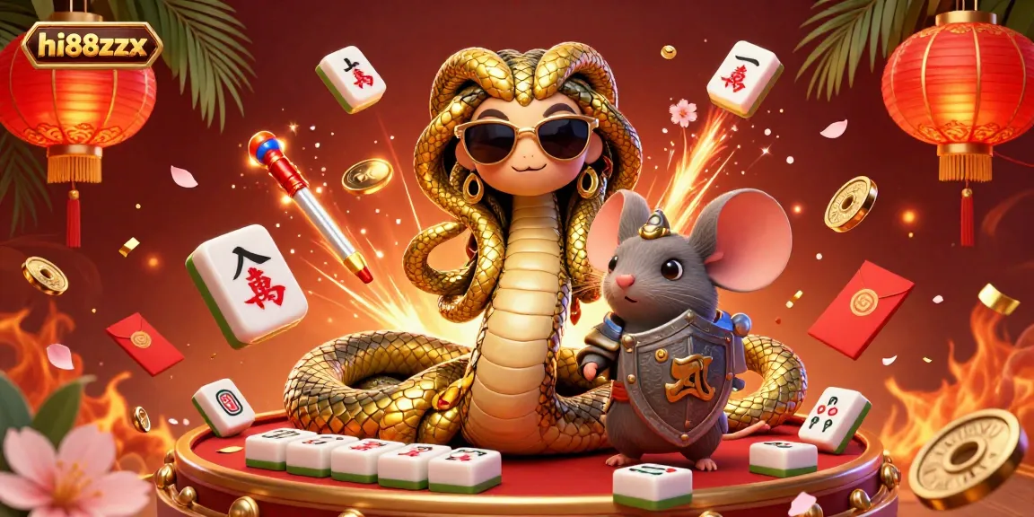 Engage with hi88zzx in this vibrant casino-themed 3D scene featuring Medusa and warrior mouse.