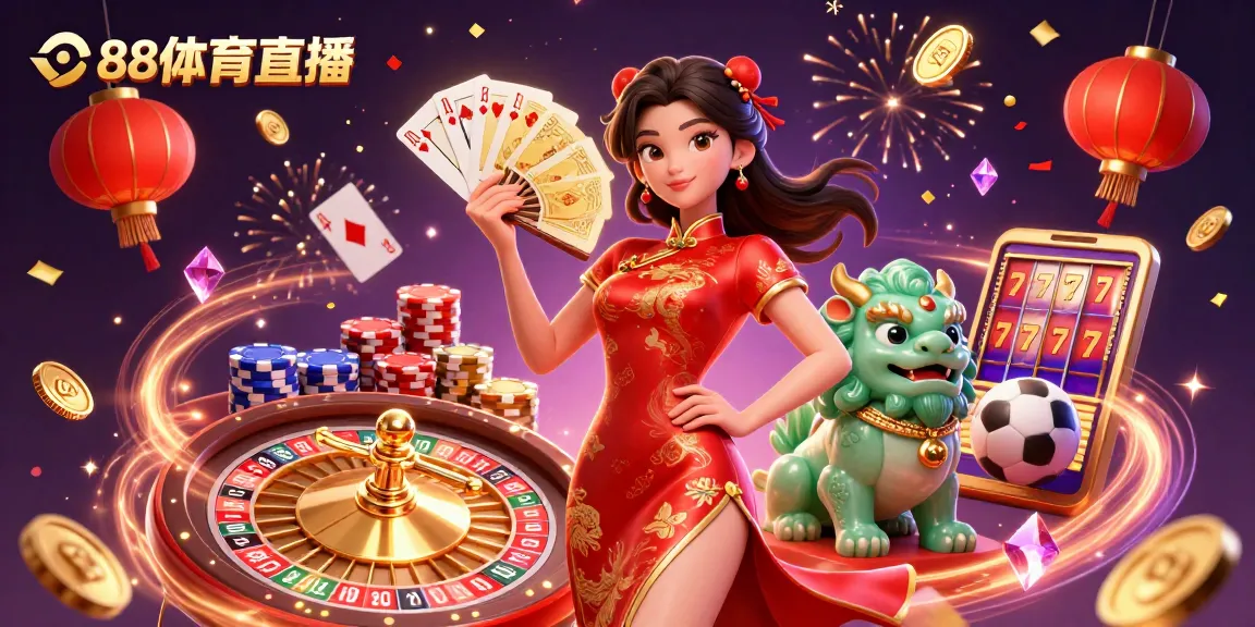 Experience the thrill of 88体育直播 with a captivating scene of sports betting excitement and dynamic casino elements.