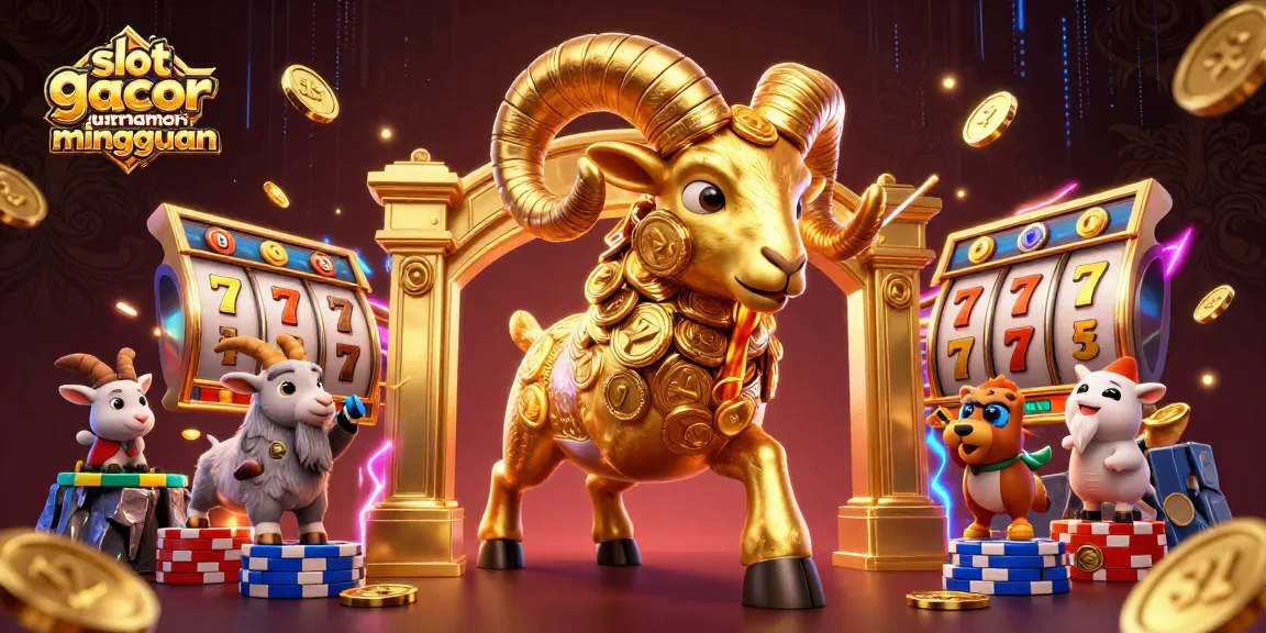 Experience the excitement of slot gacor games turnamen mingguan with striking visuals of a golden ram and slot elements.