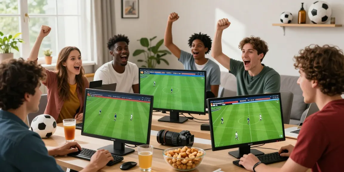 Socolive viewers enjoying live football match in a lively room with snacks.