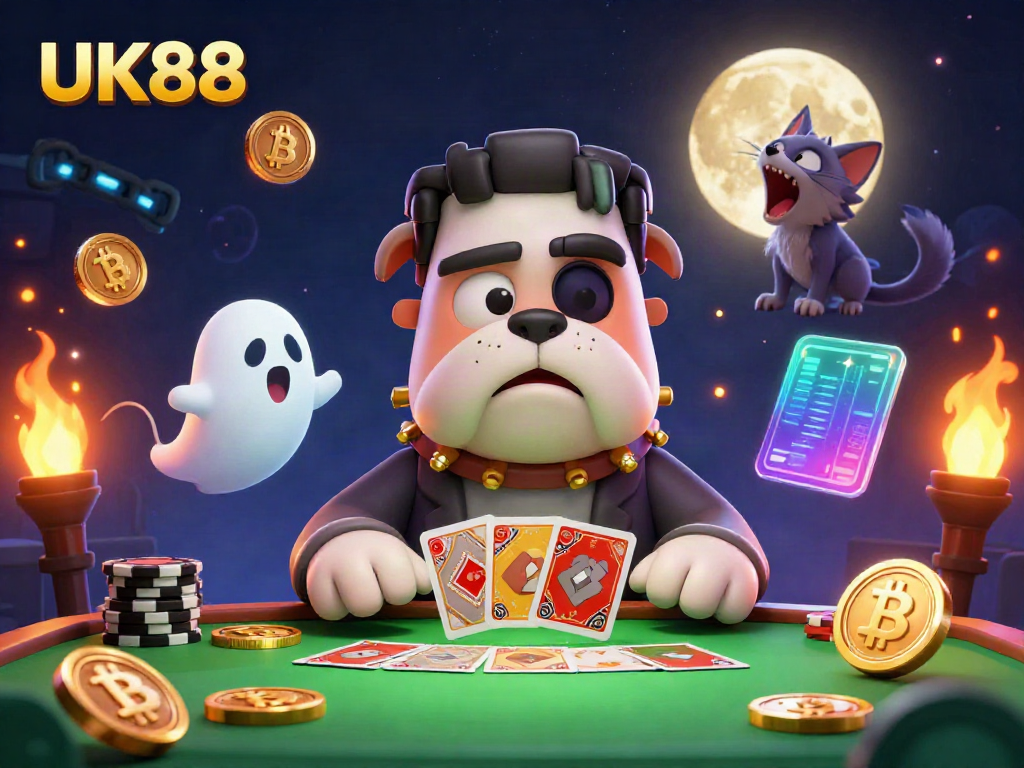 Experience thrilling gameplay at UK88 with vibrant characters and dazzling cryptocurrency elements.